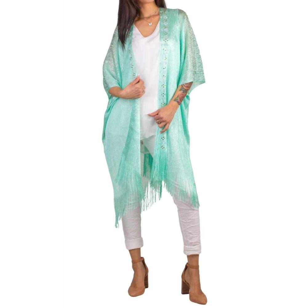 NEW GIGI MODA spiaggia open front kimono in mint
